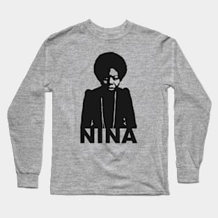 Nina Simone Jazz Minimal Vintage Art Long Sleeve T-Shirt